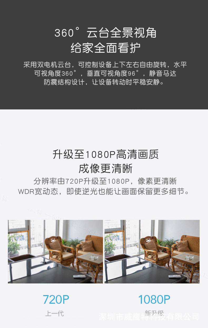 新款小熊自动跟踪摄像头无线360度wifi手机远程网络智能家