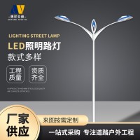 路灯厂家双头市电路灯 双臂LED路灯大功率80W市政道路太阳能路灯