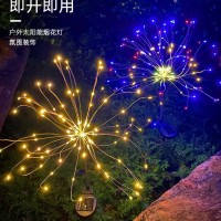 电商跨境太阳能烟花灯户外防水庭院花园草坪灯地插灯LED铜线彩灯