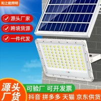 太阳能投光灯户外庭院灯一拖二大功率新农村超亮防雨室内LED路灯