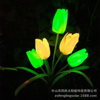 led太阳能郁金香花灯发光仿真花灯新款5头郁金香草坪灯户外庭院灯